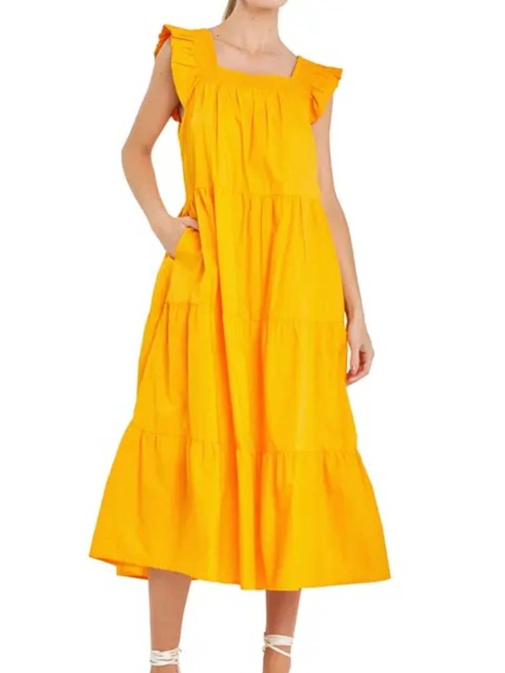 English Factory Ruffle Sleeve Midi Dress
